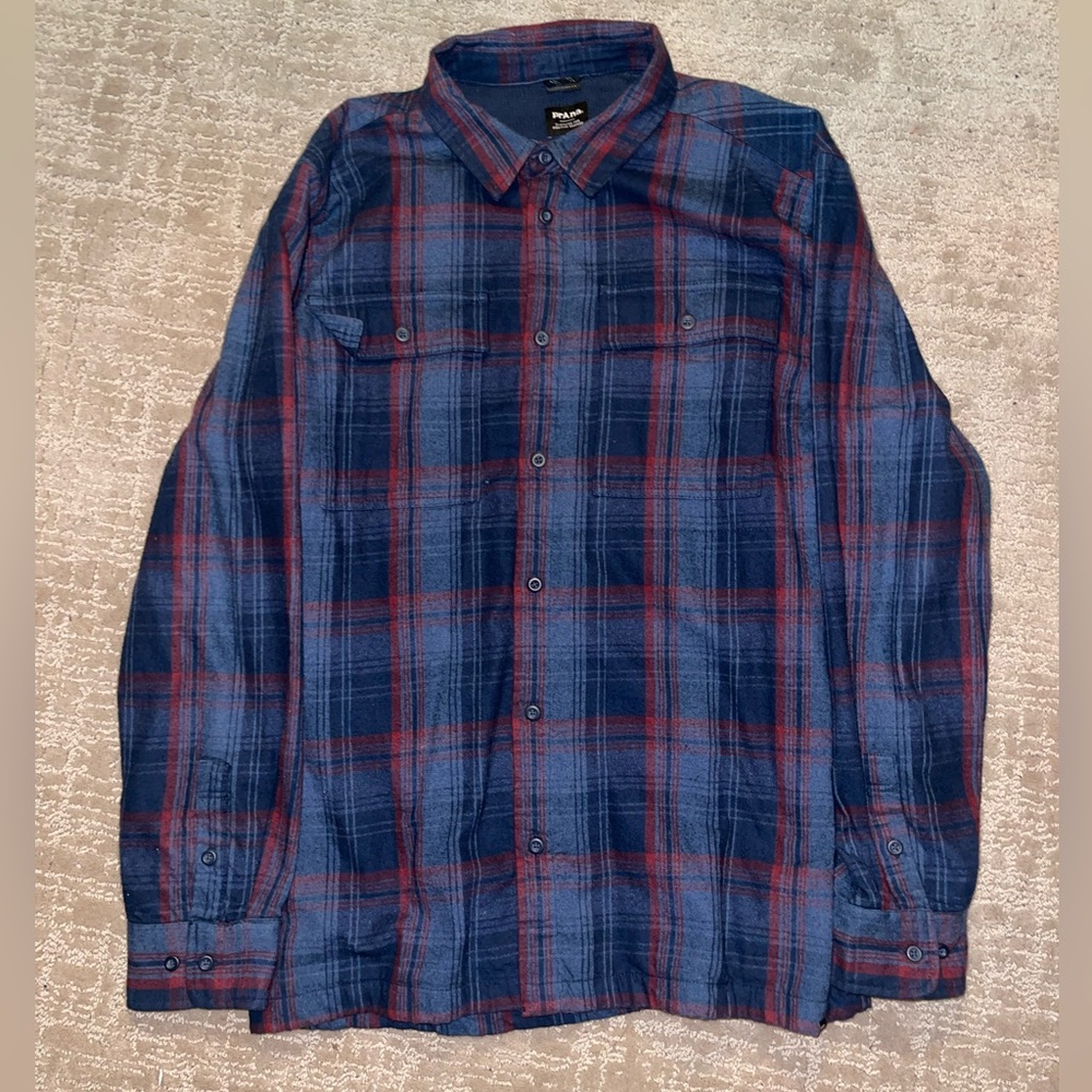Prana Men’s Blue/Red Lined Flannel Large